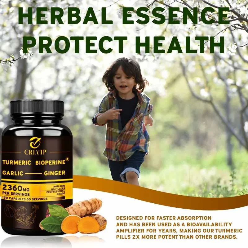 Turmeric Curcumin Capsule - อาหารเสริมขมิ้นขิง 4-in-1 - ผสมกระเทียม คูร์คูมิน พริกไทยดำ